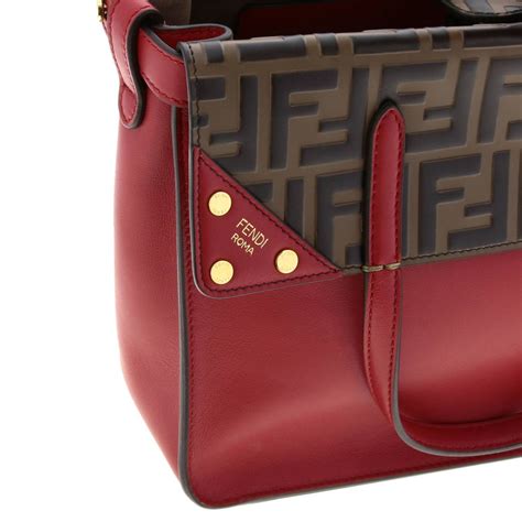 fendi red square handbag front zipper|fendi mini tote bag.